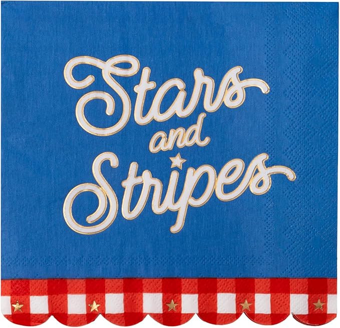 Bonjour Fête Stars and Stripes Large Paper Party Napkins | Premium Party Supplies, Gold Foil | 4... | Amazon (US)