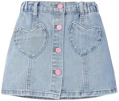 BEAUDRM Girl's Heart Pattern High Waist A Line Skirt Casual Regular Fit Short Denim Skirts | Amazon (US)