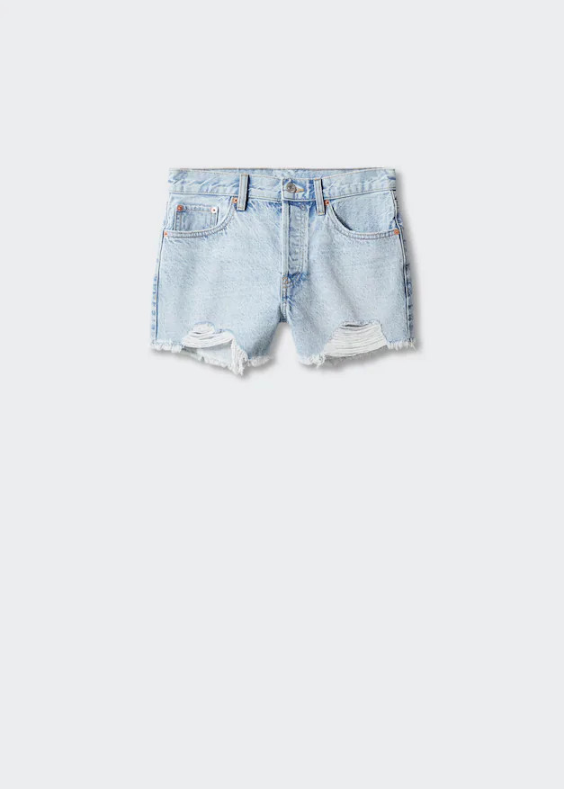 Straight shorts with frayed hem | MANGO (US)