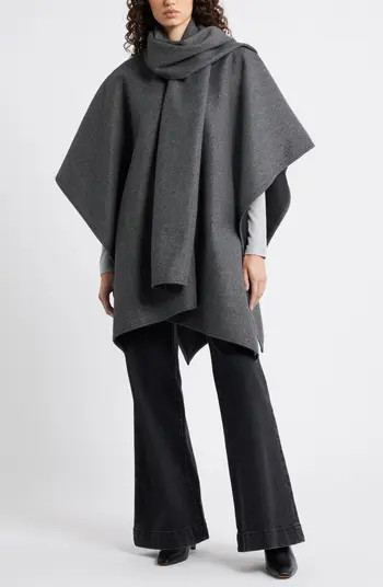 Doubleface Ruana with Attached Scarf | Nordstrom