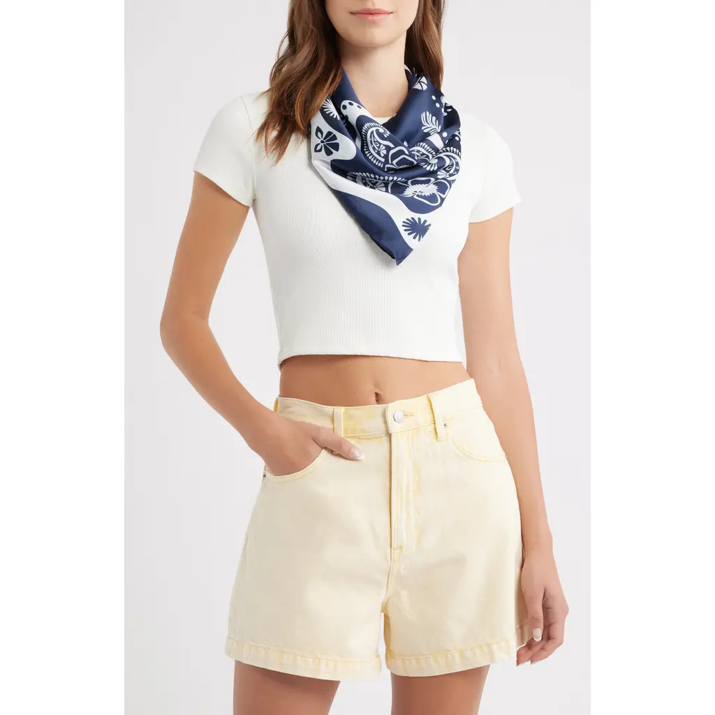 Treasure & Bond Paisley Print Scrunchie Scarf in Blue Multi Combo at Nordstrom | Nordstrom