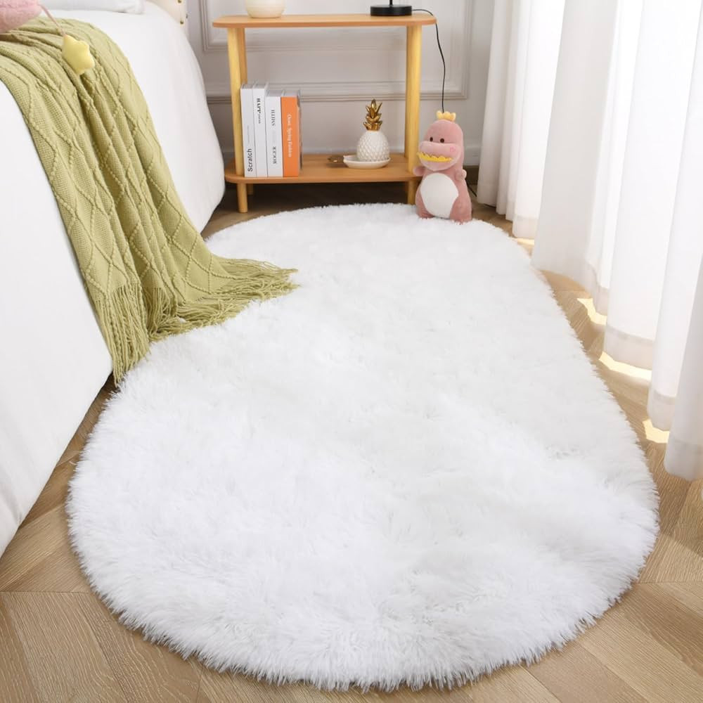 Terrug Fluffy Area Rug for Bedroom Living Room ,Soft Oval Girls&Boys Rugs for Kids Room Baby Nurs... | Amazon (CA)
