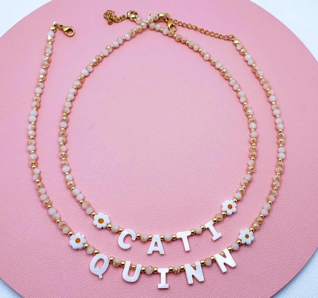 Custom Name Necklace, Mother of Pearl Name Necklace, Kids Name Necklace, Gift for Girls | Etsy (Global)