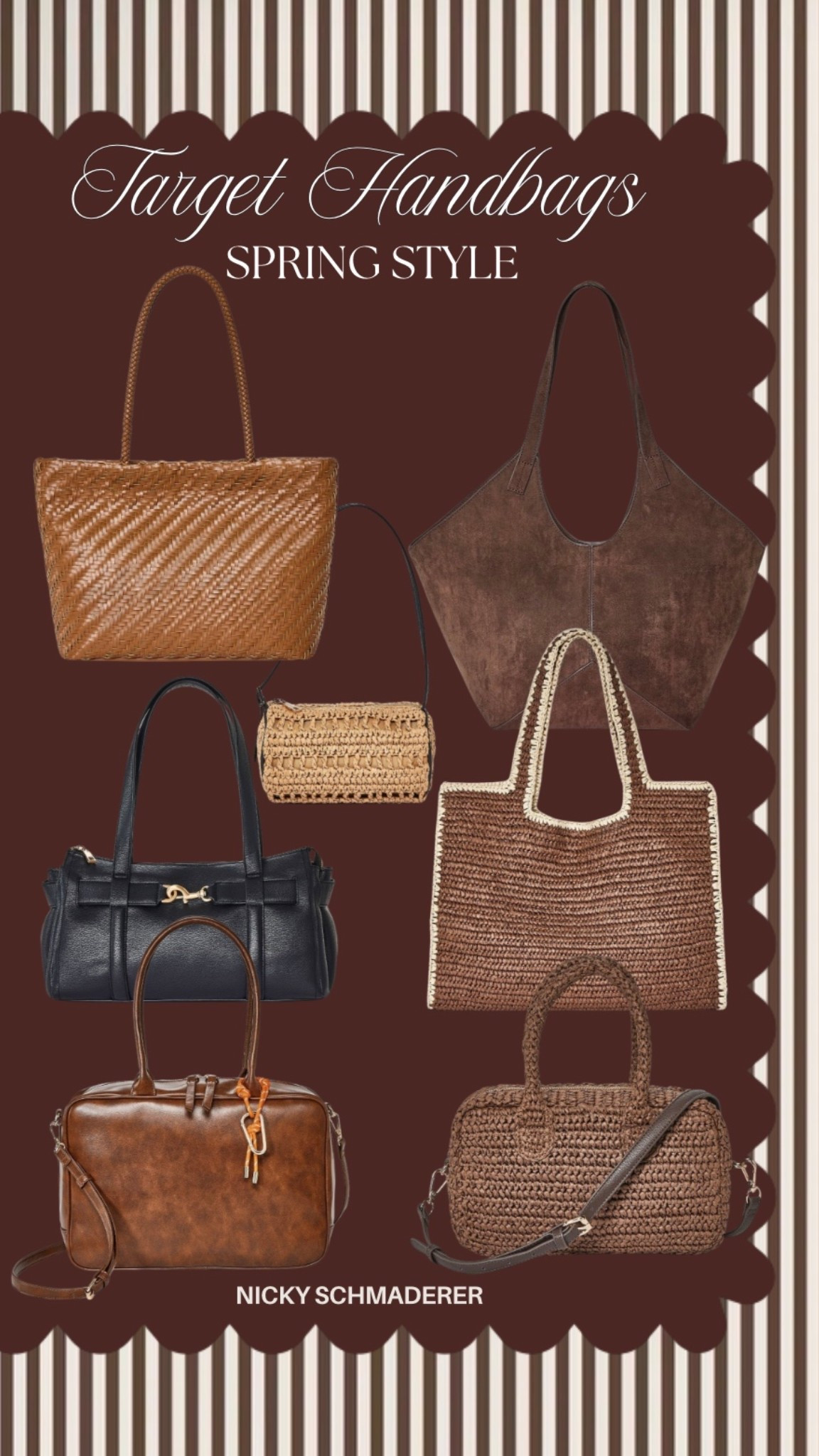 Target handbags new for spring! 
Brown handbag 
Raffia handbag 
Travel bag 

#LTKValentine #LTKTravel #LTKSeasonal