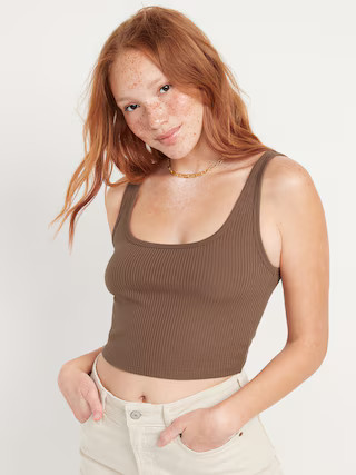Fitted Ultra-Cropped Rib-Knit Tank Top for Women | Old Navy (US)
