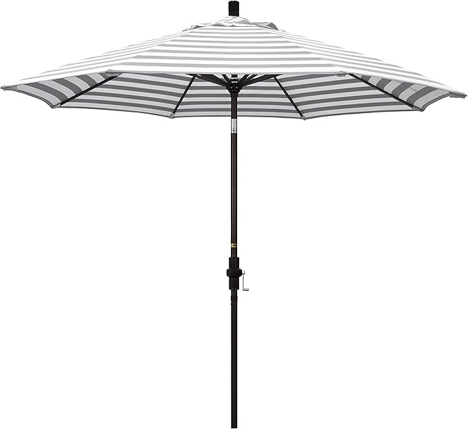California Umbrella 9' Round Aluminum Patio Umbrella, Crank Lift, Collar Tilt, Bronze Pole, Gray/... | Amazon (US)
