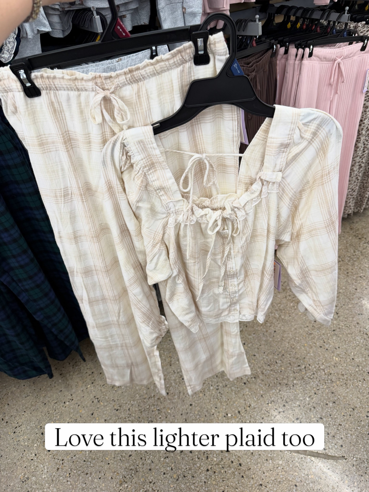Flannel pajamas with lace detail at Walmart #walmartfashion