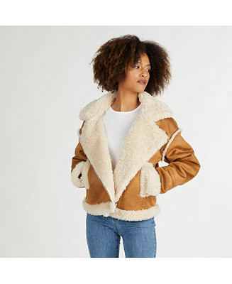 Women's Shearling Cropped Biker | Macy's