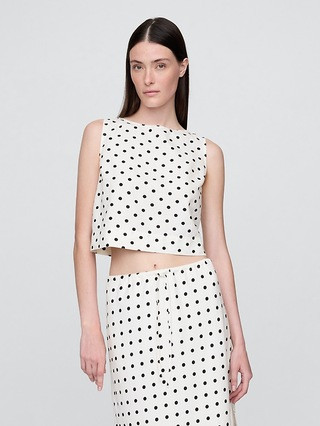 Linen-Blend Crop Shell Tank Top | Gap (US)