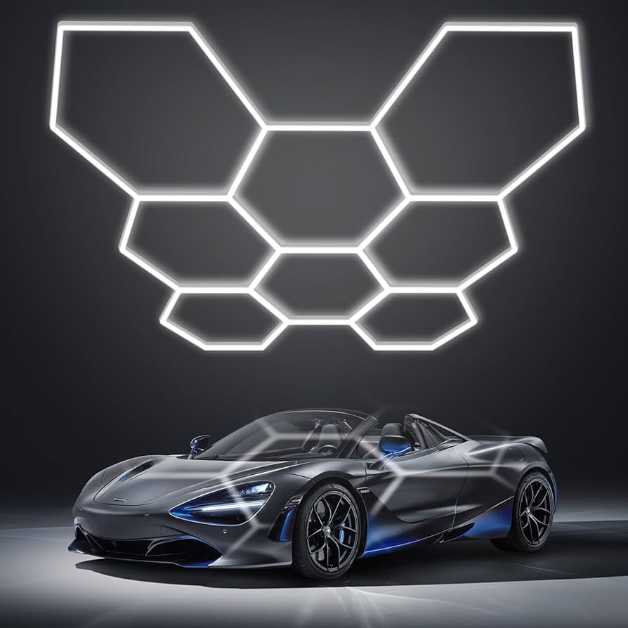 LZHOME Hexagon LED Garage Light: Super Bright 40000LM Honeycomb Garage Light, 8 Hex DIY Hexagon L... | Amazon (US)