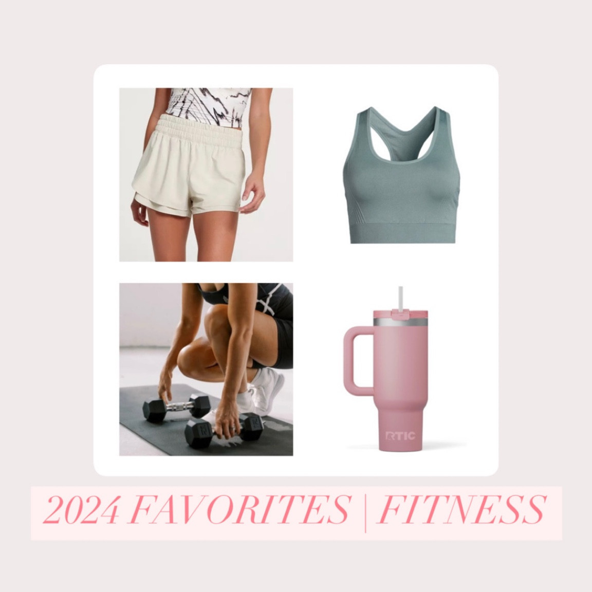 Calia Step Up shorts | These made me finally get rid of all my old Nike shorts. The only workout shorts I own now! If you have bigger thighs like me and hate shorts being tight on your legs, these are not at all. The thicker waistband is so flattering and comfy. I wear a Large in Nike shorts, did a Medium in these.

Avia sports bra | Again, one that replaced all the rest. And for a fraction of the price. So comfortable and supportive (no seams!) without being suffocating and made to last. Fits TTS.

Moves app | More info and referral link on the blog!

RTIC tumbler | Two words: ceramic. interior. Your drink won’t taste metallic like it does in a stainless steel cup and the best part – this cup does not leak. Not even through the straw. Magic.

#LTKFitness #LTKActive #LTKFindsUnder50