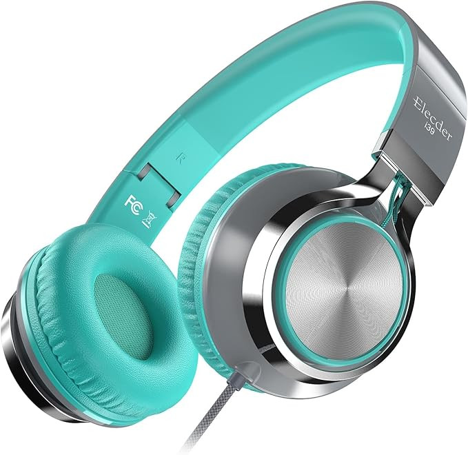 ELECDER i39 Headphones with Microphone Foldable Lightweight Adjustable On Ear Headsets with 3.5mm... | Amazon (US)