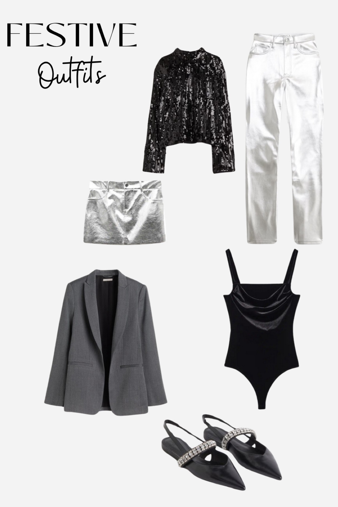 Festive party outfits. All linked below.
Mango - Skirt & body.
H&M - Blazer & Sequin top. 
Abercrombie - Trousers currently on offer. 

#LTKfindsunder50 #LTKGiftGuide #LTKparties
