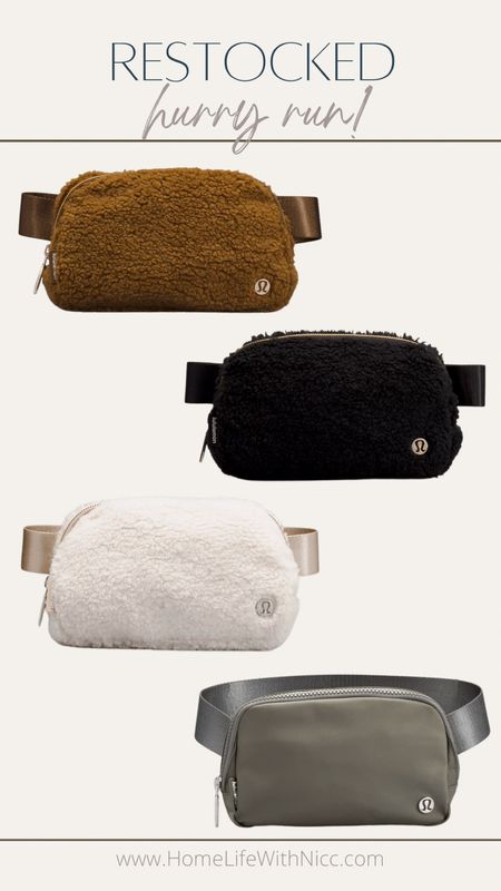 Lululemon Everywhere Belt Bag is back in stock!!! Hurry before it sells out again!!  I got the camel Sherpa, of course 💁🏻‍♀️💁🏻‍♀️. But I have the regular in black and white and LOVE THEM!!!

#LTKstyletip #LTKitbag #LTKsalealert