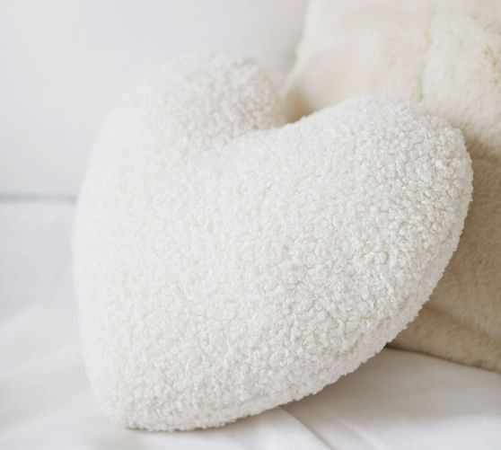 Cozy Teddy Faux Fur Heart Shaped Pillow | Pottery Barn (US)