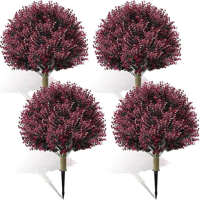 Yunlly 4 Pcs 18 Inch Artificial Boxwood Ball Topiary Tree Fake Outdoor Plants Bush, UV Resistance... | Amazon (US)