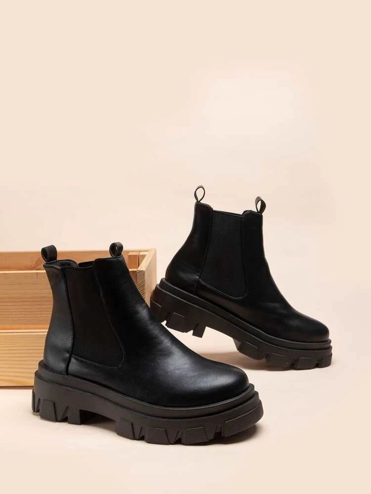 Slip On Chunky Heeled Chelsea Boots | SHEIN