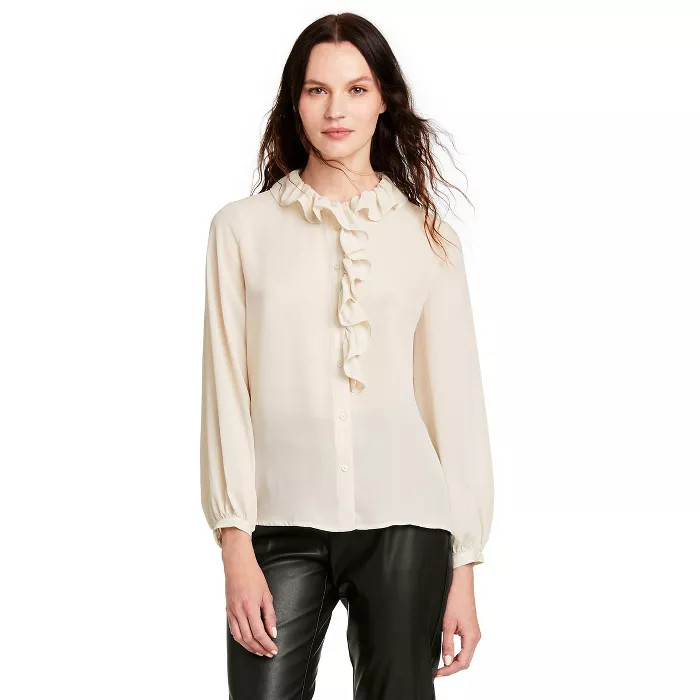 Women's Long Sleeve Ruffle Blouse - Nili Lotan x Target Cream | Target