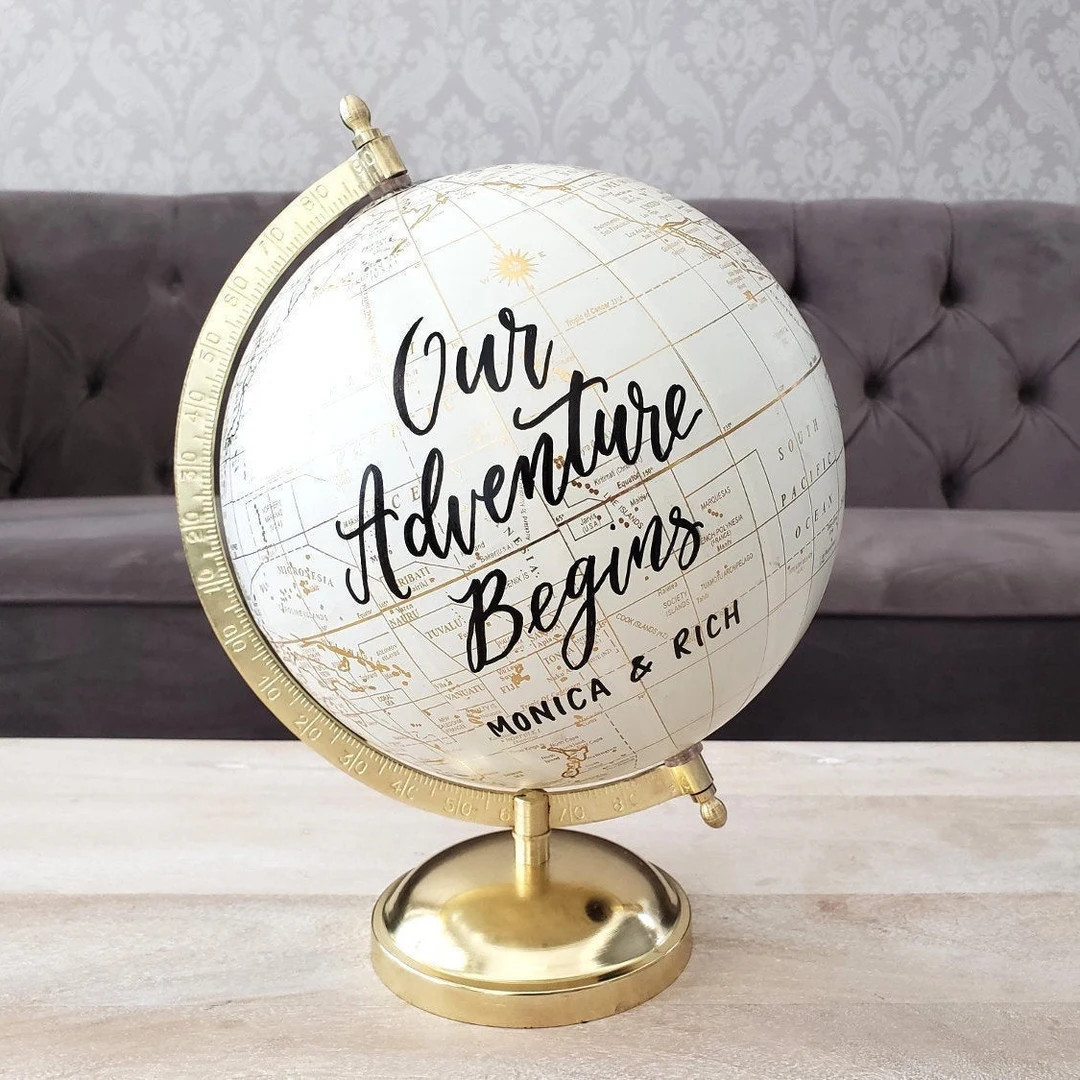 8 Globe Guest Book Alternative for Wedding, Signing Globe, Our Adventure Begins, Custom Calligrap... | Etsy (US)