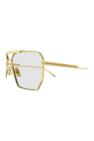 Metal Hexagonal Aviator in Shiny Gold | Revolve Clothing (Global)