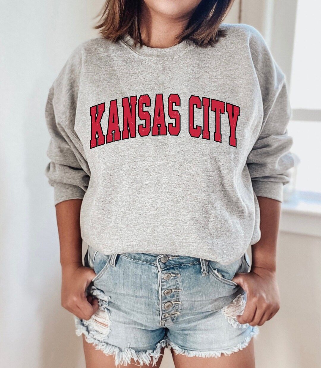 Kansas City Football Sweatshirt Kansas City Football Crewneck - Etsy | Etsy (US)