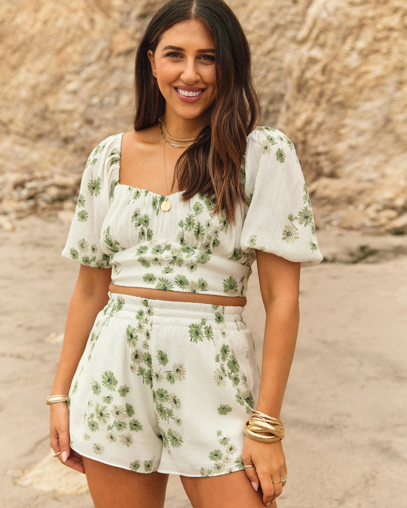 Cropped Crinkle Set Top | Abercrombie & Fitch (US)