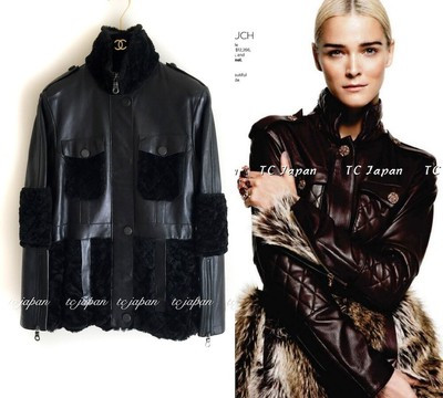 CHANEL 10A Excellent Classic Black Quilted Leather Fur Top Jacket Coat 40 US8  | eBay | eBay US