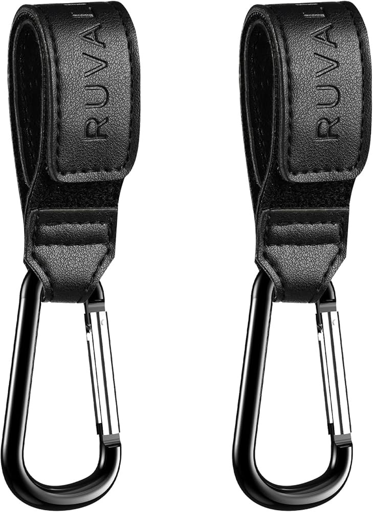 Leather Stroller Hooks for Diaper Bag and Stroller Organizer - RUVALINO® Stroller Strap with Lar... | Amazon (US)