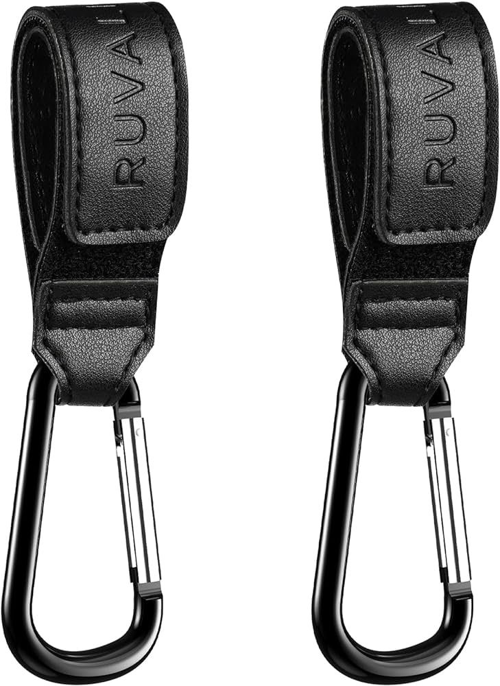 Leather Stroller Hooks for Diaper Bag and Stroller Organizer - RUVALINO® Stroller Strap with Lar... | Amazon (US)