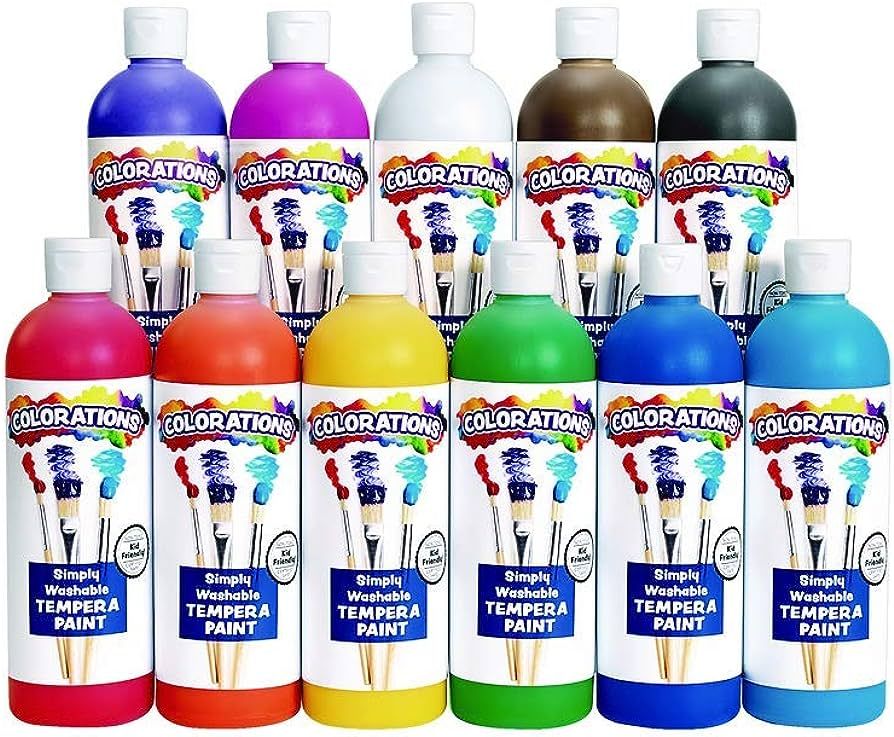 Colorations - SWT16 Simply Washable Tempera Paints, 16 fl oz, Set of 11 Colors, Non Toxic, Vibran... | Amazon (US)