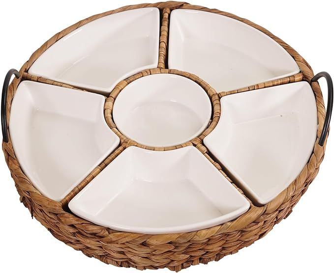 Serving Tray and Platters, 7-Set Gold Platters for Parties, 15.5 x 15.5 inches, Divided Serving T... | Amazon (US)