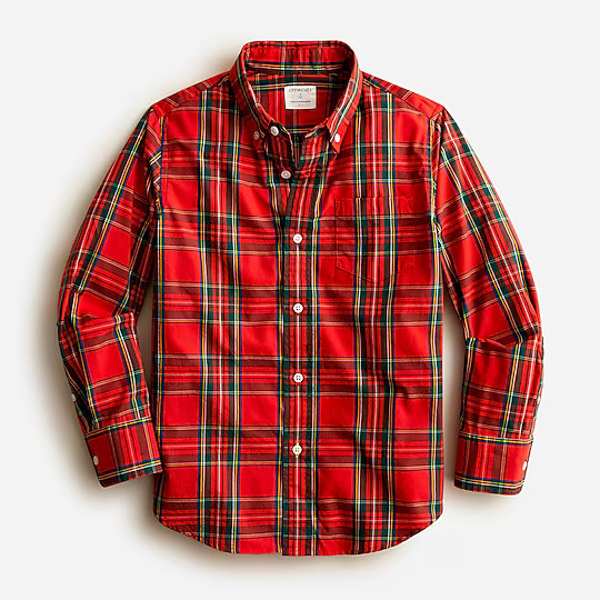 Boys' button-down poplin shirt in plaid | J. Crew US