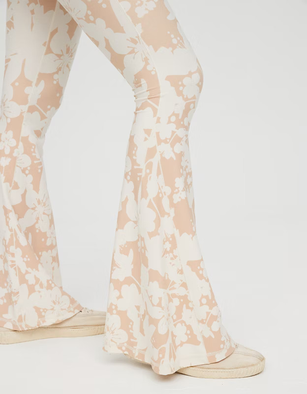 OFFLINE By Aerie Real Me Floral High Waisted Crossover Super Flare Legging | American Eagle Outfitters (US & CA)