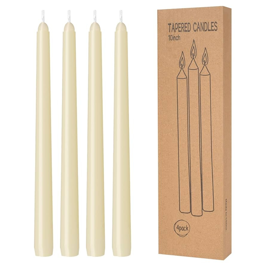 4 Pack Ivory Taper Candles - Taper Candles 10 Inch Dripless, Smokeless & Unscented - 8 Hours Long... | Amazon (US)
