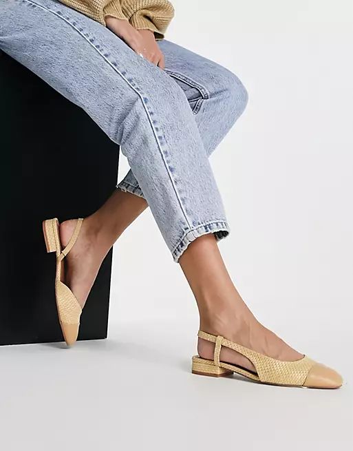 ASOS DESIGN Lively slingback ballet flats in natural raffia | ASOS (Global)