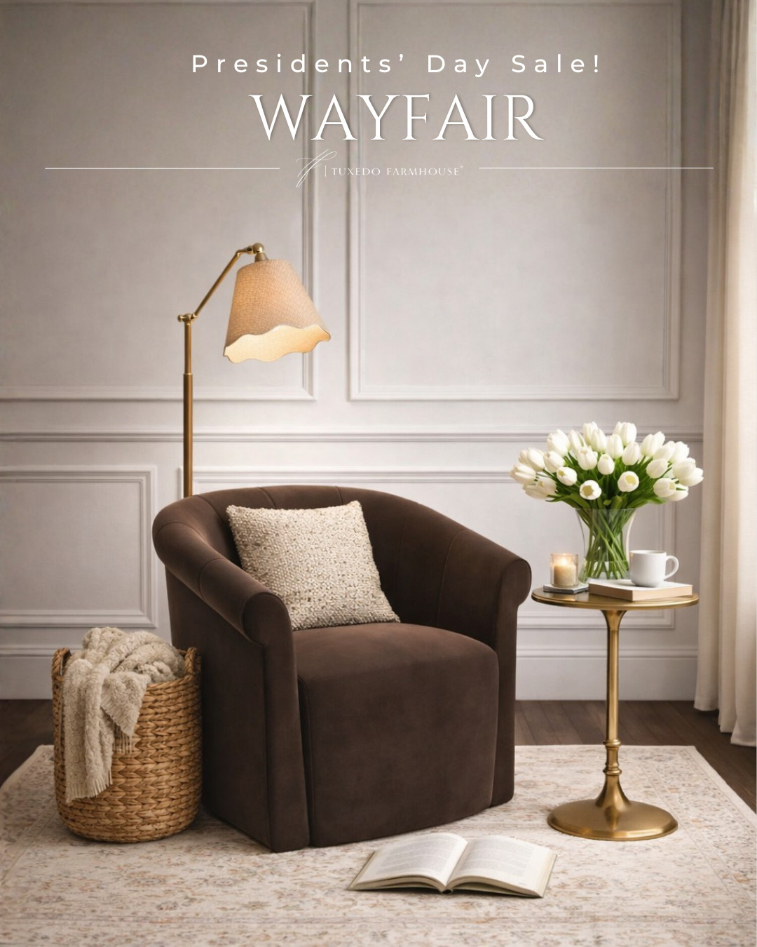 There’s something so comforting about pieces that invite you to slow down—plush seating with graceful curves, warm brass accents, and soft layers that make a space feel intentionally lived-in. Styled together, these details create an inviting corner perfect for unwinding with a favorite book or a quiet cup of tea.

Even better, these beautifully curated finds are part of Wayfair’s Presidents’ Day Sale, making now the perfect time to bring home designs that feel timeless, thoughtful, and effortlessly elegant—at prices worth savoring. 

 #LTKSeasonal #LTKHome