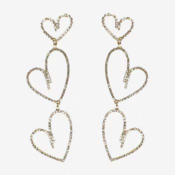 Bijoux Bar Crystal Heart Drop Earrings | JCPenney