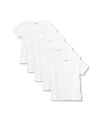 Pact Women's Organic Softspun Standard Fit Crew Neck T-Shirt, Pack of 5 - White - Small | Amazon (US)