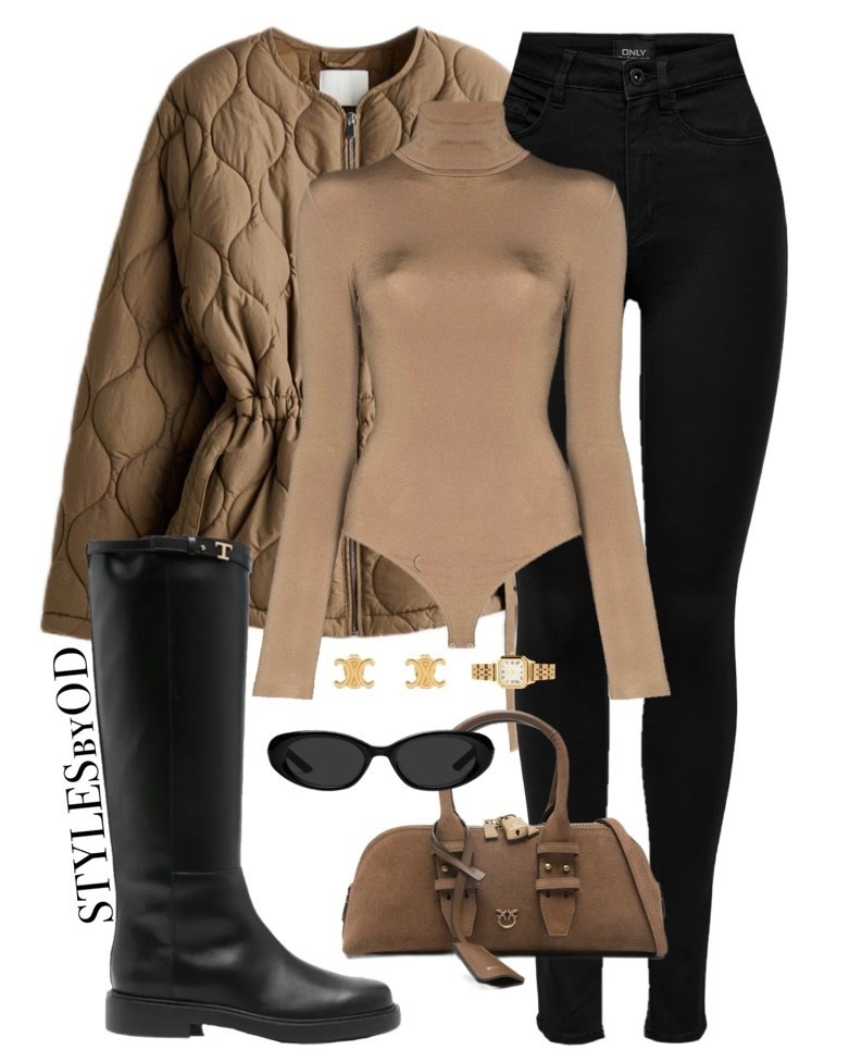 This color palette never misses🤎🖤 The ultimate transitional outfit formula: a cozy quilted liner jacket paired with the perfect beige bodysuit and sleek riding boots. This look screams "old money aesthetic" while staying comfortable enough for errands or a casual lunch. Everything is linked✔️

#transitionaloutfit #winteroutfit #casualoutfit #dailyoutfit

#LTKSaleAlert #LTKSeasonal #LTKootd