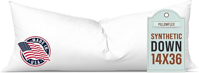 Pillowflex Synthetic Down Pillow Insert - 14x36 Down Alternative Pillow, Ultra Soft, Large Rectan... | Amazon (US)