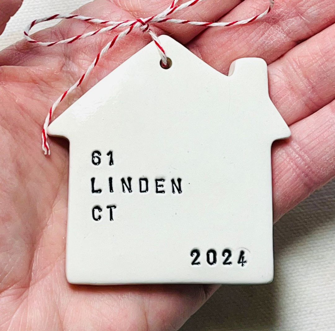 new home ceramic keepsake Christmas ornament personalized with your address | Etsy (US)
