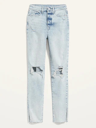 Higher High-Waisted Button-Fly OG Straight Ripped Side-Slit Jeans for Women | Old Navy (US)
