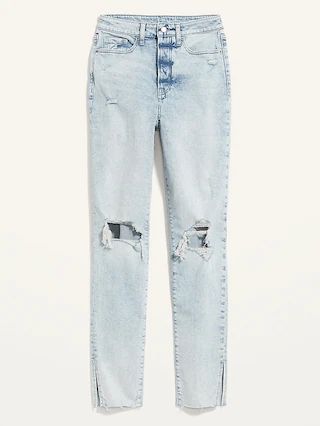 Higher High-Waisted Button-Fly OG Straight Ripped Side-Slit Jeans for Women | Old Navy (US)