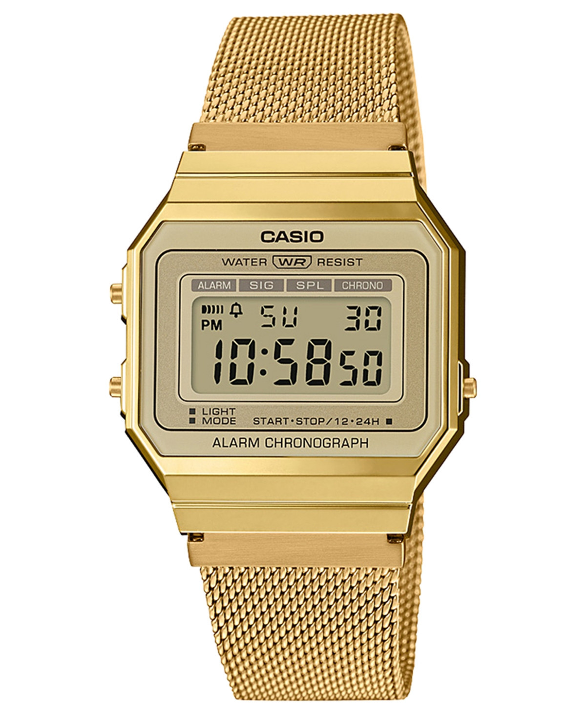 Casio Unisex Gold-Tone Stainless Steel Mesh Bracelet Watch 35.5mm - Gold | Macy's
