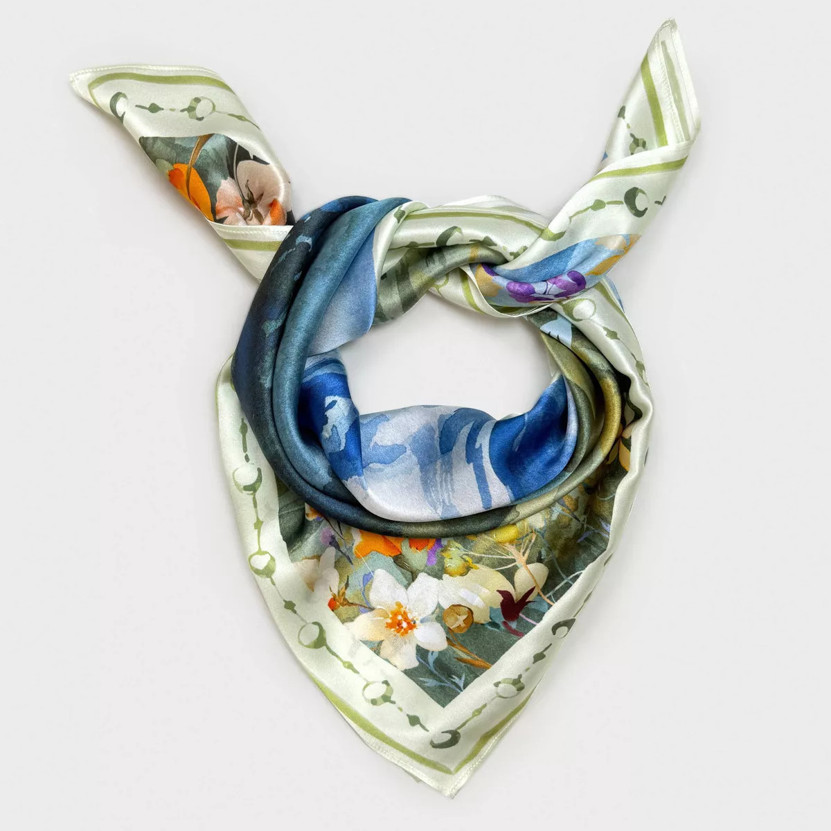 Women's 100% Pure Silk Scarf with American City Prints "Montana" - A New Day™ Moss Green | Target