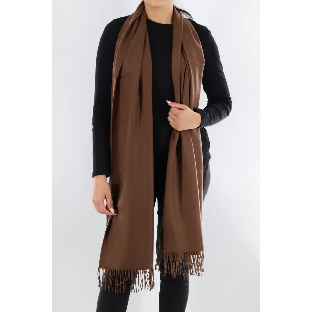 La Fiorentina Solid scarf with fringe in Brown at Nordstrom | Nordstrom