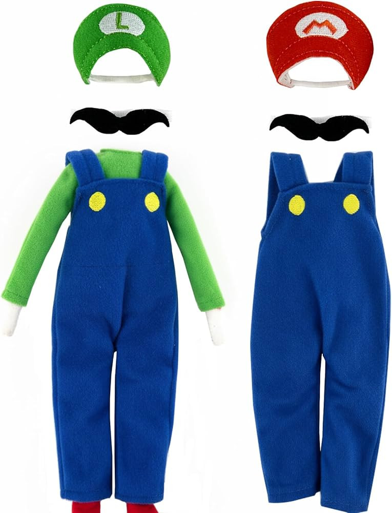 HAEVERAY 7Pcs Super Bros Costume Kit for elf Dolls, Christmas Doll Clothes for Boy Girl, Brothes ... | Amazon (US)