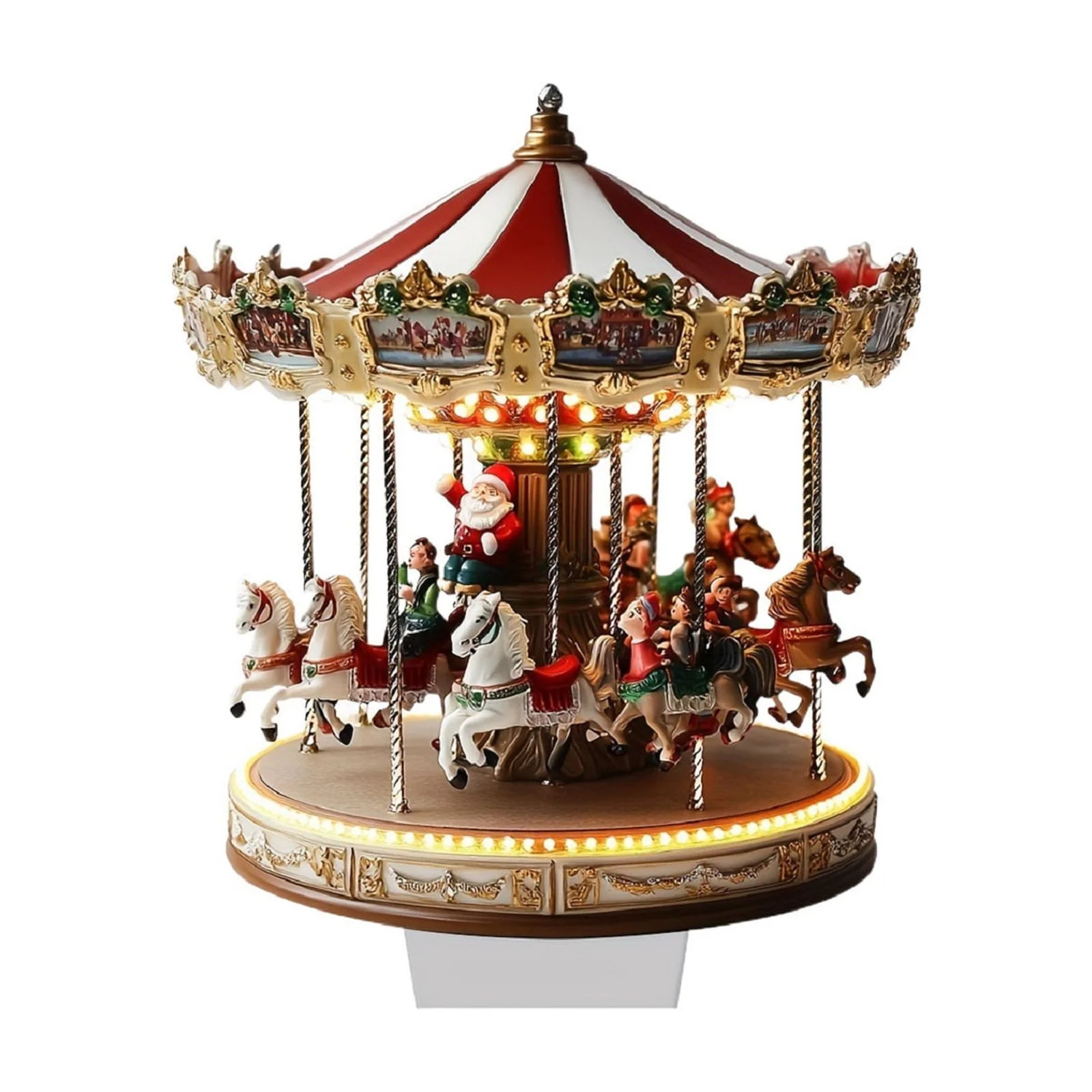 Vintage Christmas Carousel Decoration with LED Lights, Rotating Musical Merry-Go-Round Ornament f... | Walmart (US)