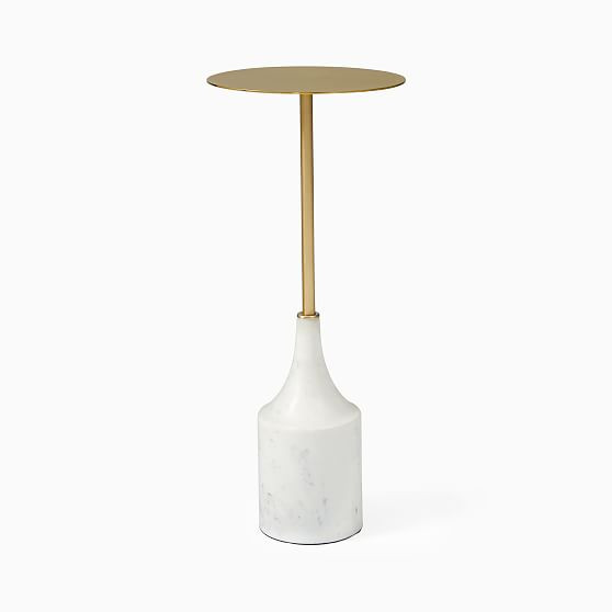 Hudson Drink Table, Antique Brass, White Marble | West Elm (US)