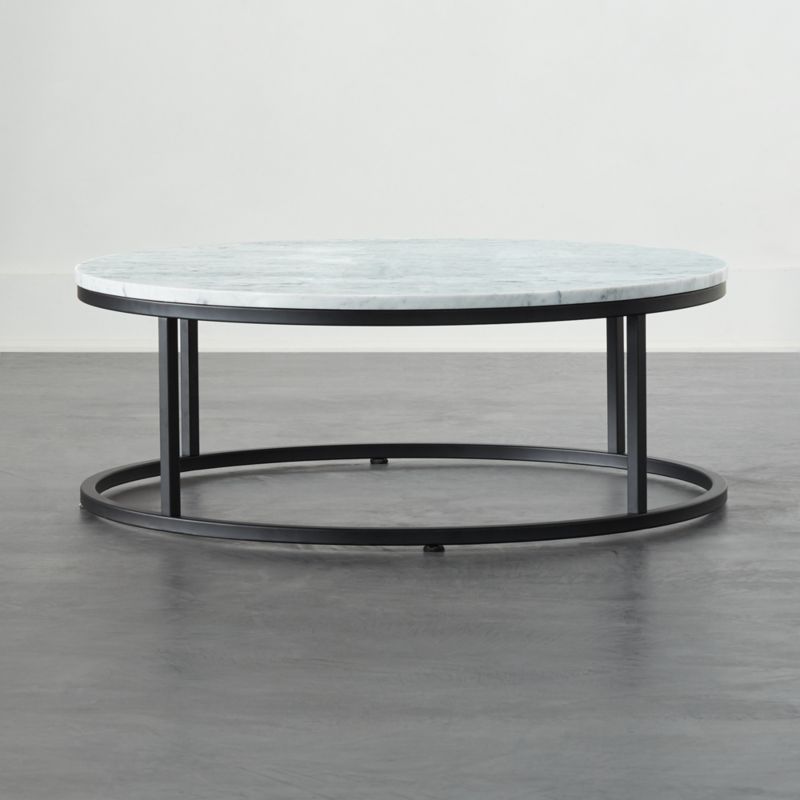 Smart Black Coffee Table with White Marble Top + Reviews | CB2 | CB2